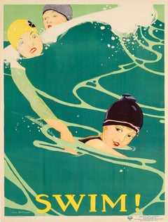 Original Vintage Sport Poster - Swim - Social Education National Board YWCA