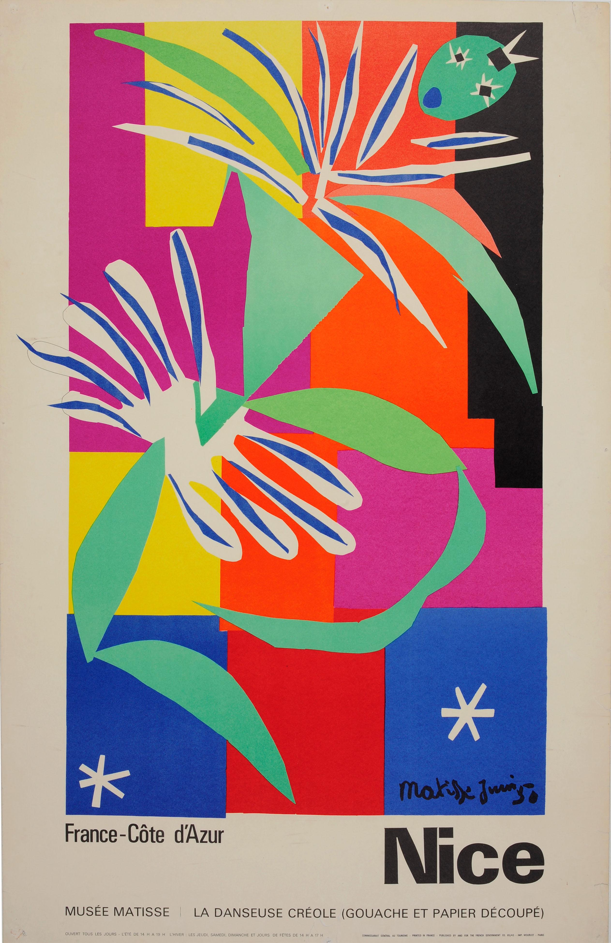 Henri Matisse Print - Original Vintage Nice Cote D'Azur Travel Poster La Danseuse Creole Musee Matisse