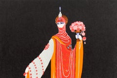 Original Vintage Decorative Art Deco Style Poster For Erte Exhibition Proscenium