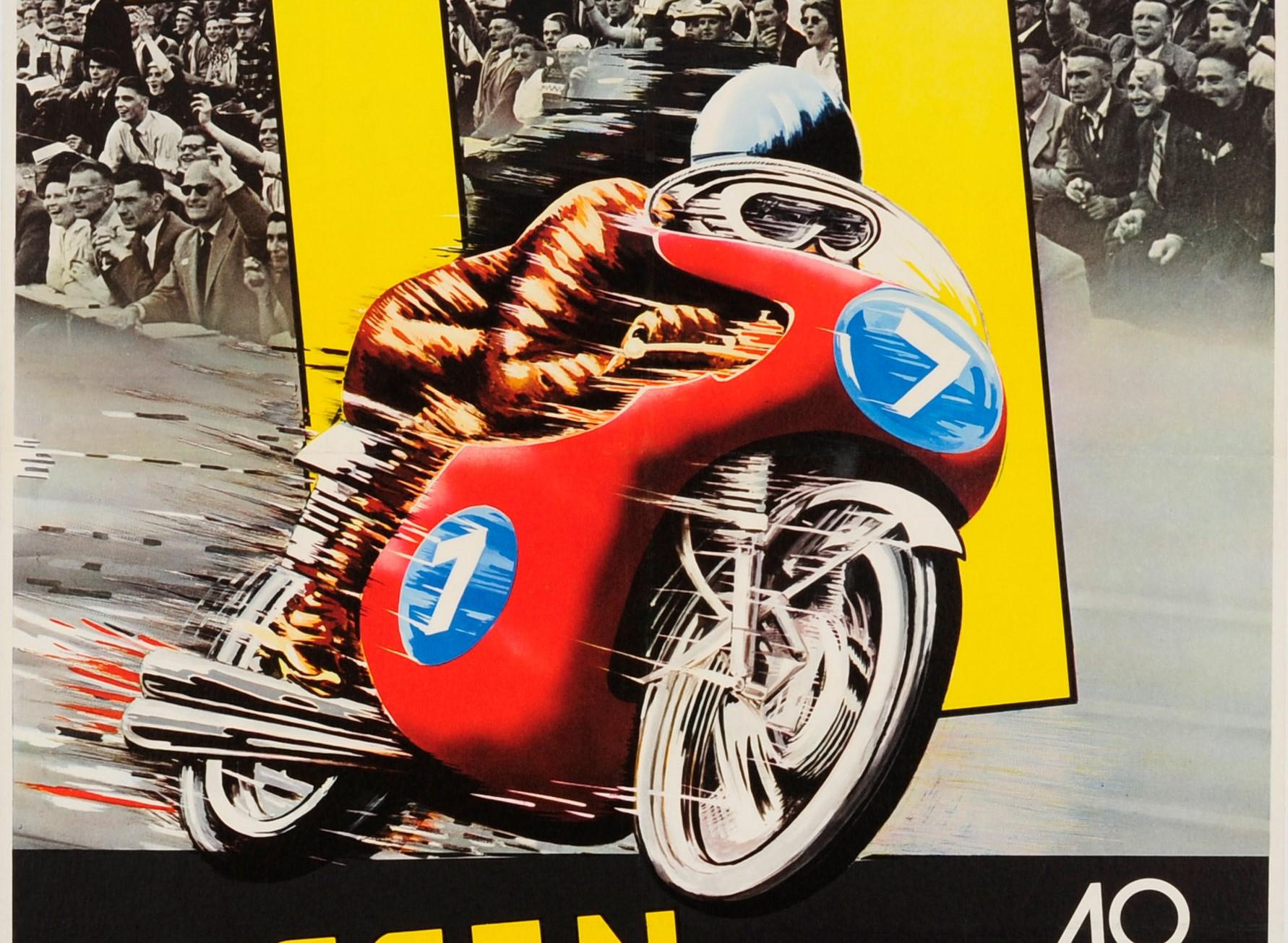 Original Vintage Assen Motorcycle Race Sport Poster 40 Years TT Races 1925-1965 - Gray Print by Otter