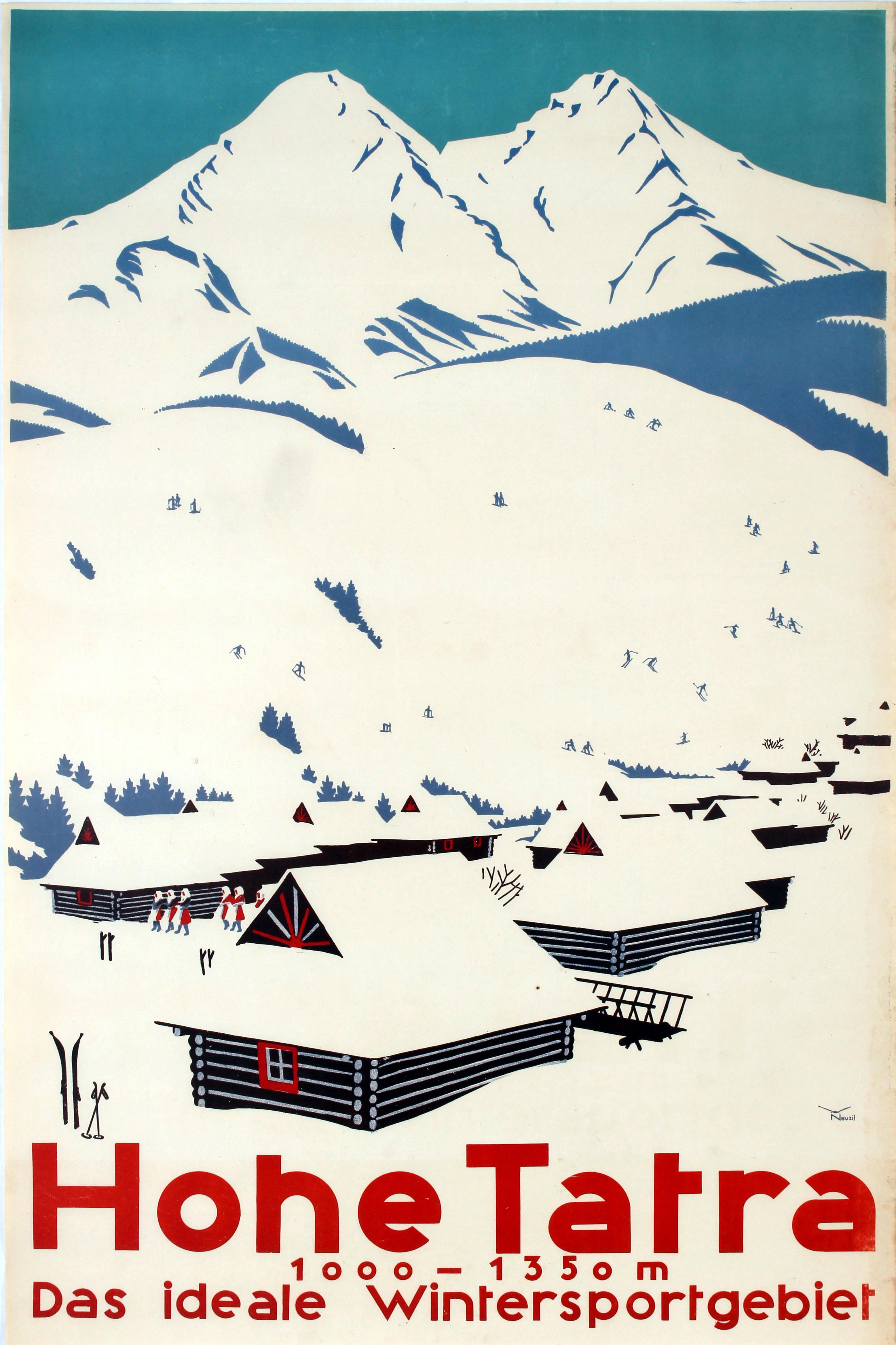 Neuzil Print - Original Vintage Winter Sports Ski Poster Hohe Tatra High Tatras Czechoslovakia
