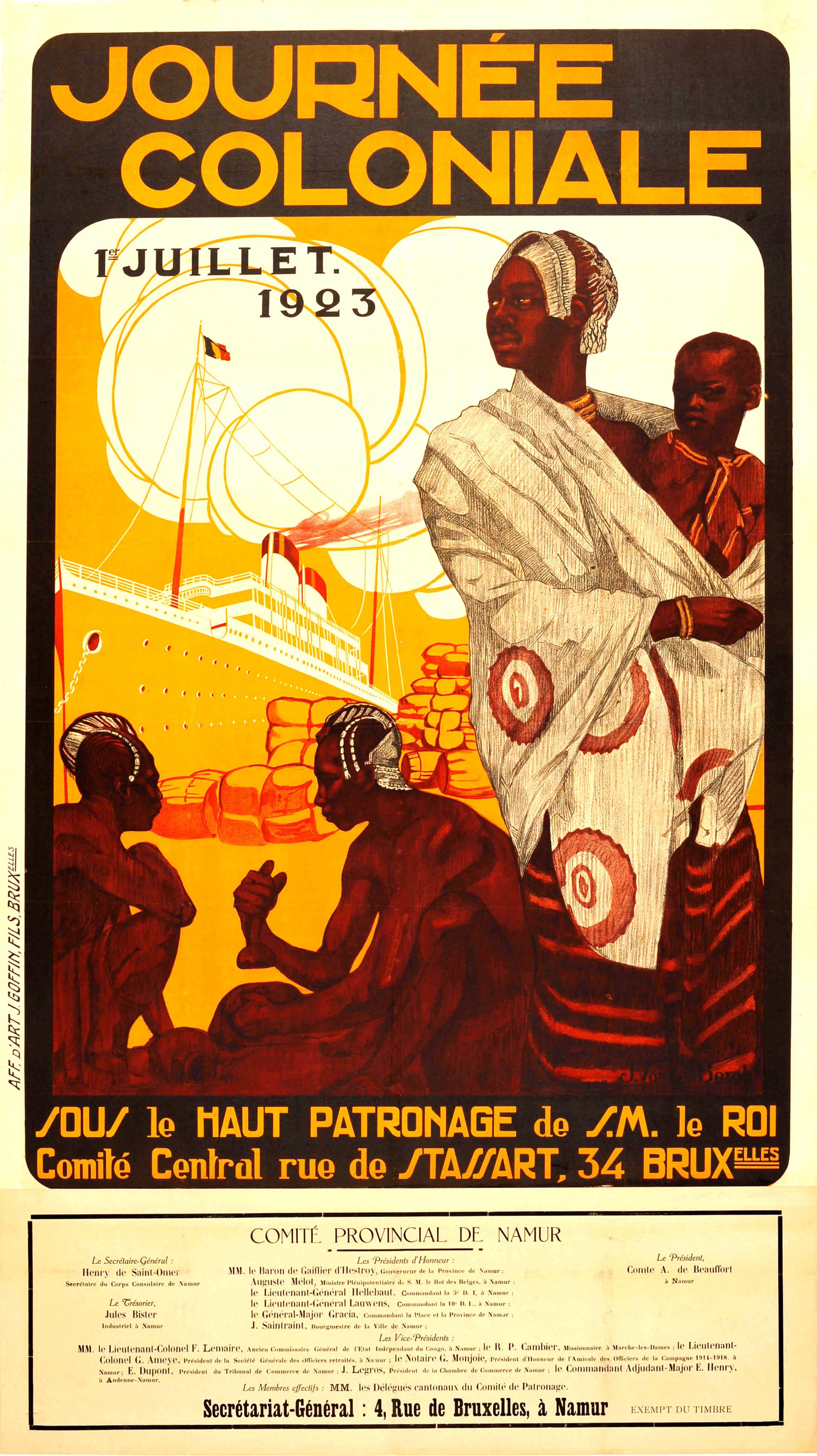 Joop Van Den Bergh Print – Original Vintage Journee Coloniale-Poster „Colonial Day Ft African Mother & Child“