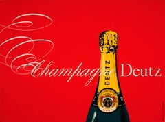 Large Original Retro French Champagne Poster - Champagne Deutz Gold Lack Brut