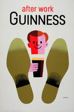 Original Vintage Irish Stout Drink Poster Guinness After Work Midcentury Design