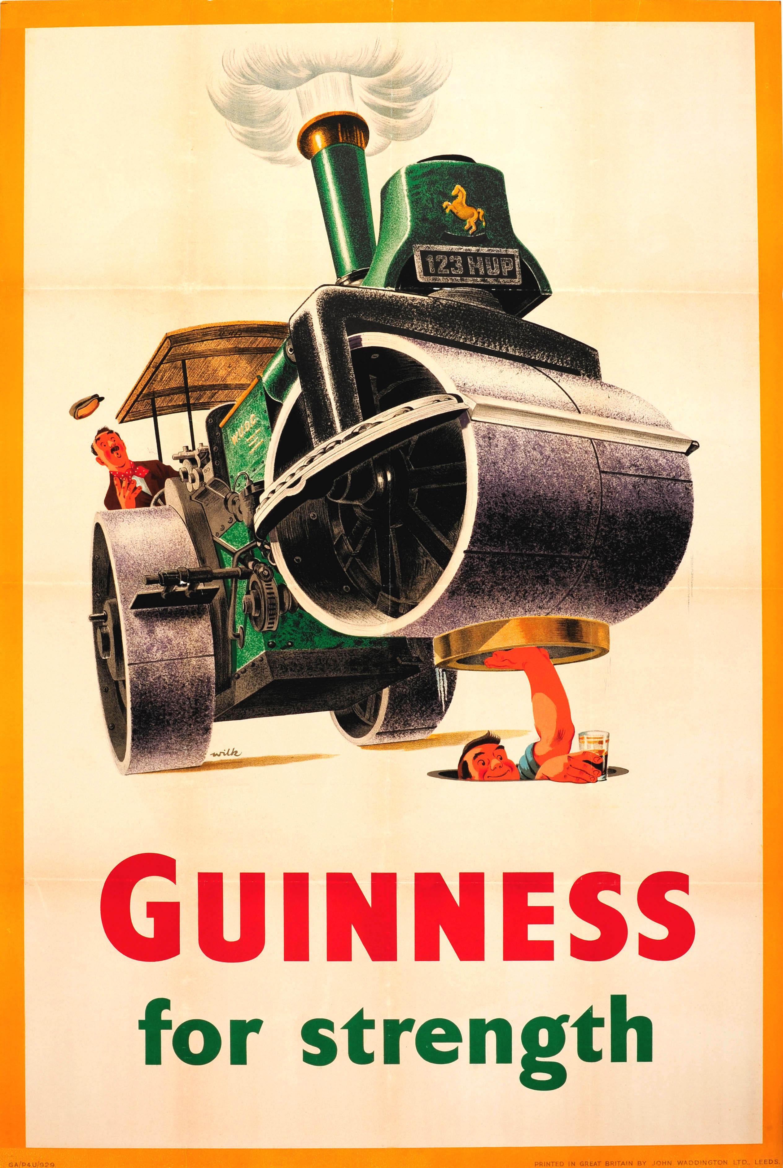 Percy Wilkinson Print - Original Vintage Guinness Stout Drink Poster Guinness For Strength Steamroller