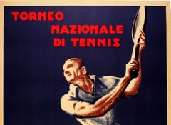 Original Vintage Art Deco Style Sport Poster Torneo Nazionale Di Tennis Italy