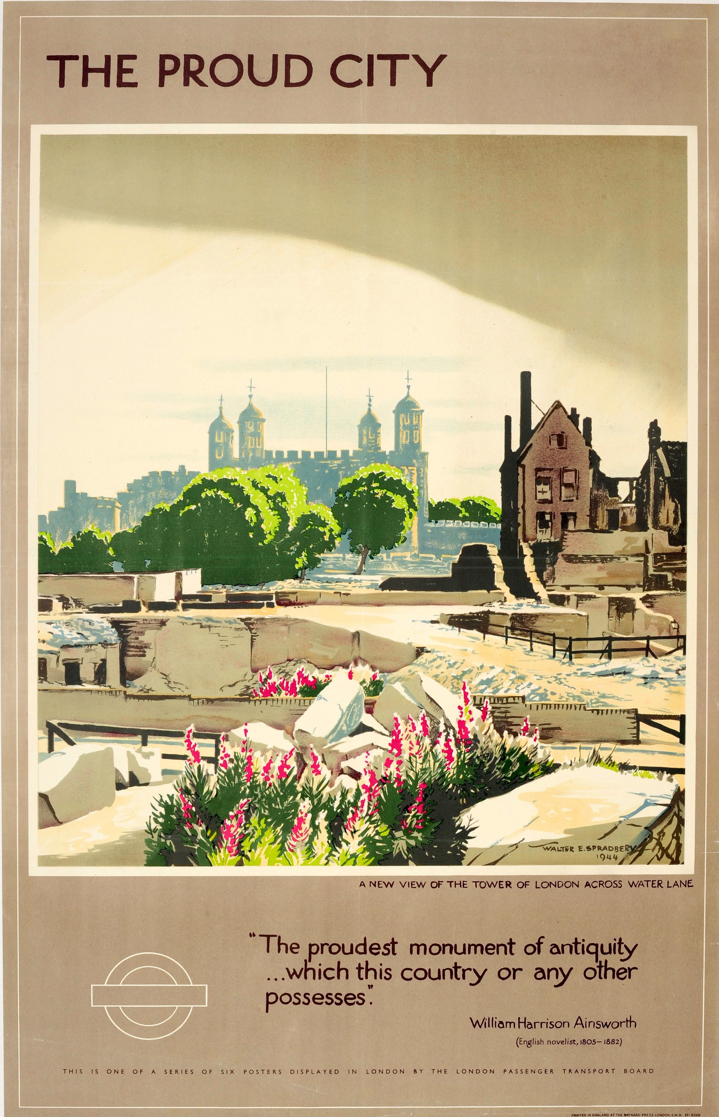 Walter E. Spradbery Print - Original Vintage WWII London Transport Poster The Proud City Tower Of London
