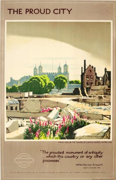 Original Vintage WWII London Transport Poster „The Proud City Tower Of London“