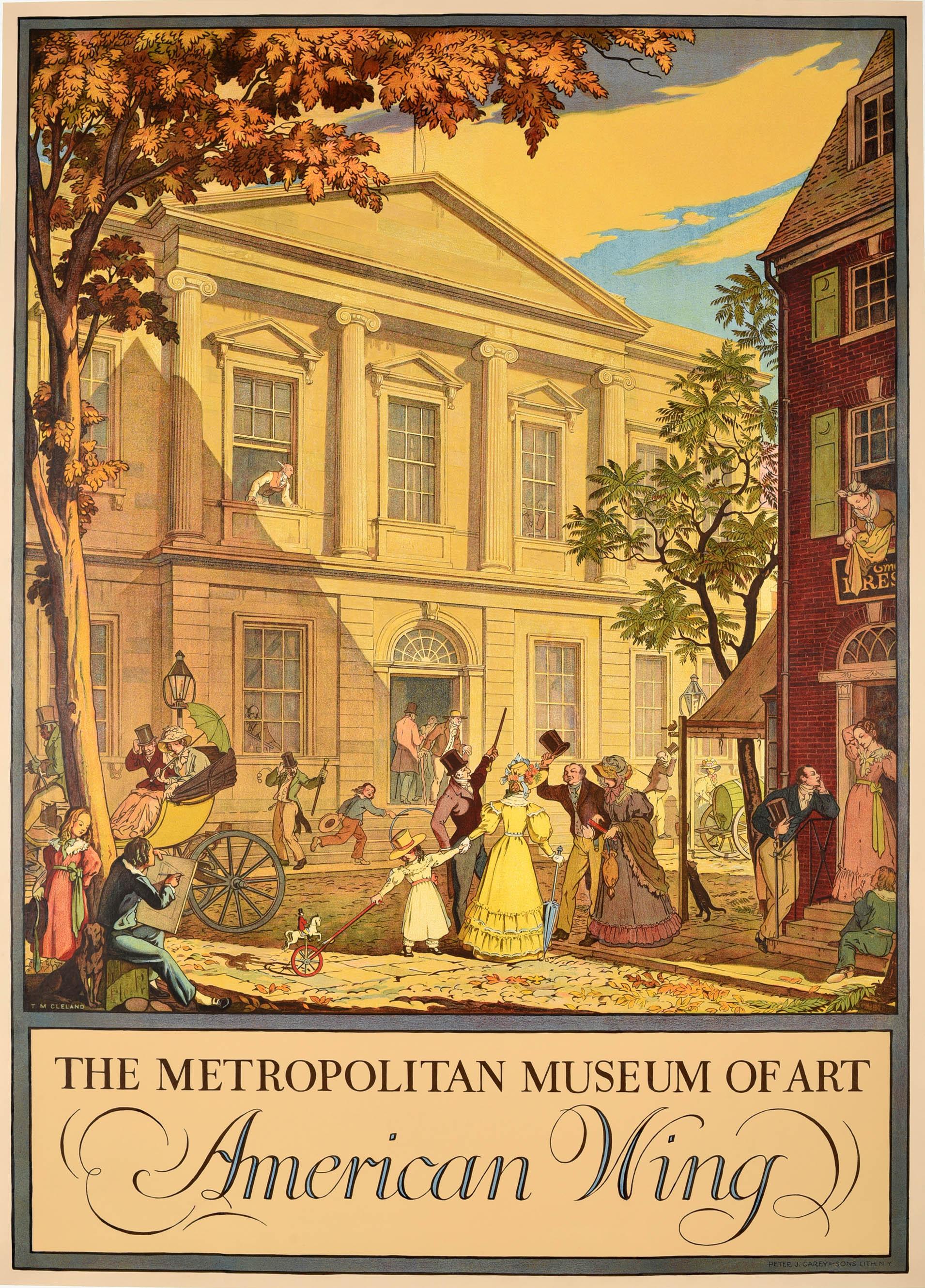 Thomas Maitland Cleland Print - Original Vintage Poster The Metropolitan Museum Of Art American Wing New Gallery