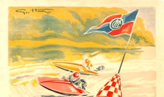 Original Vintage Water Sport Poster For Grand Meeting International Motonautique