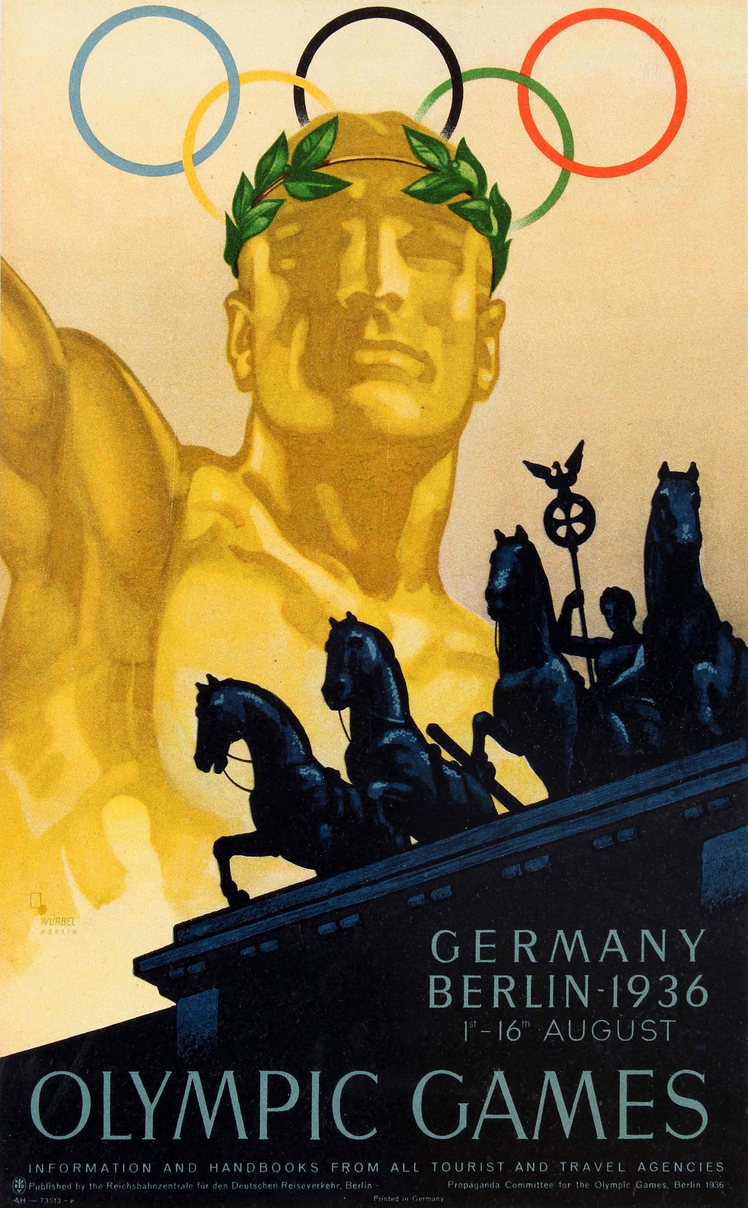 Franz Würbel Print - Original Vintage Summer Olympics Sport Poster 1936 Olympic Games Berlin Germany