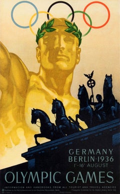 Affiche rétro originale des Jeux olympiques d'été de 1936 à Berlin:: Allemagne