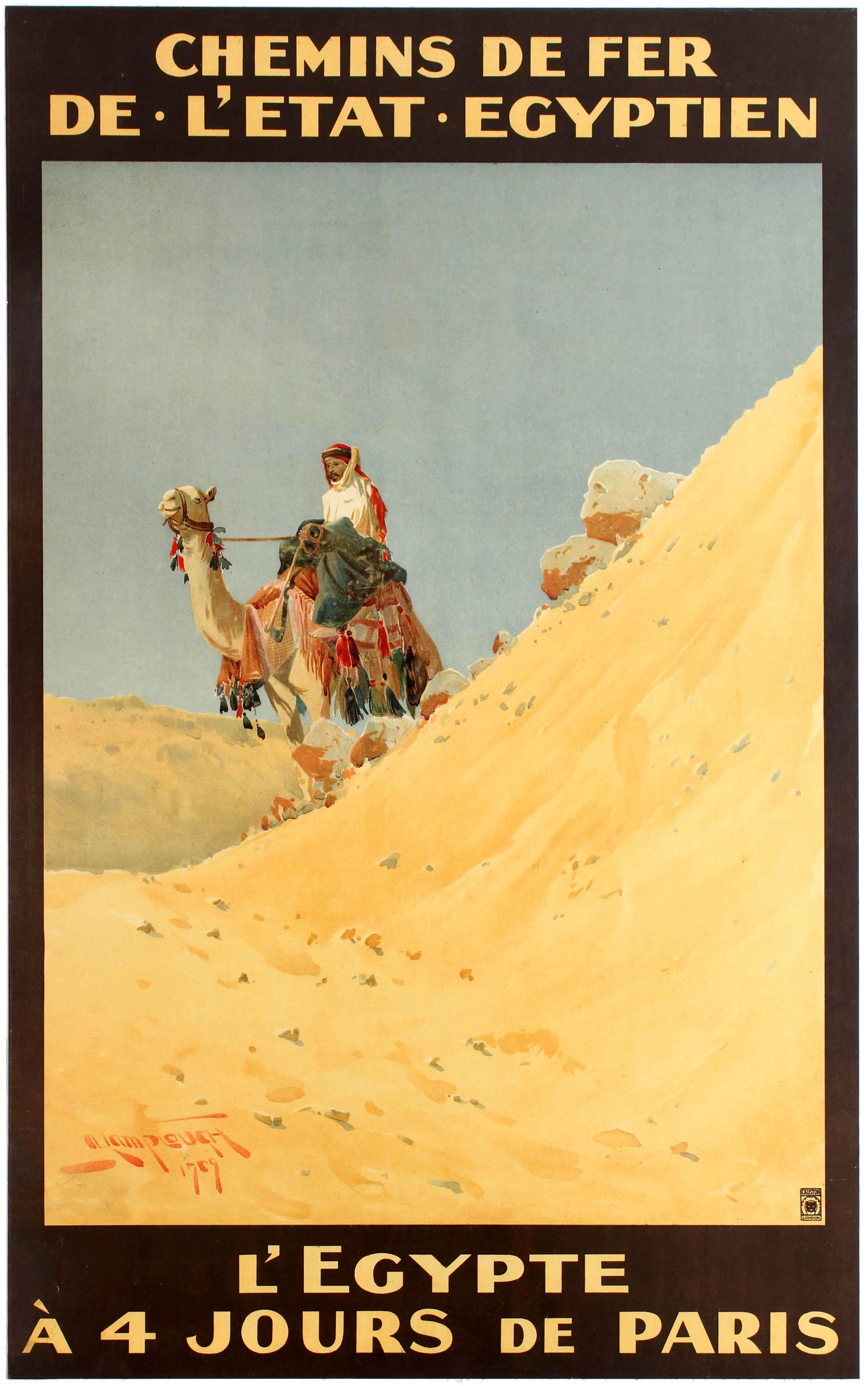 Augustus Osborne Lamplough Print - Original Antique Railway Travel Poster Egypt 4 Days Paris Chemins De Fer Egypte