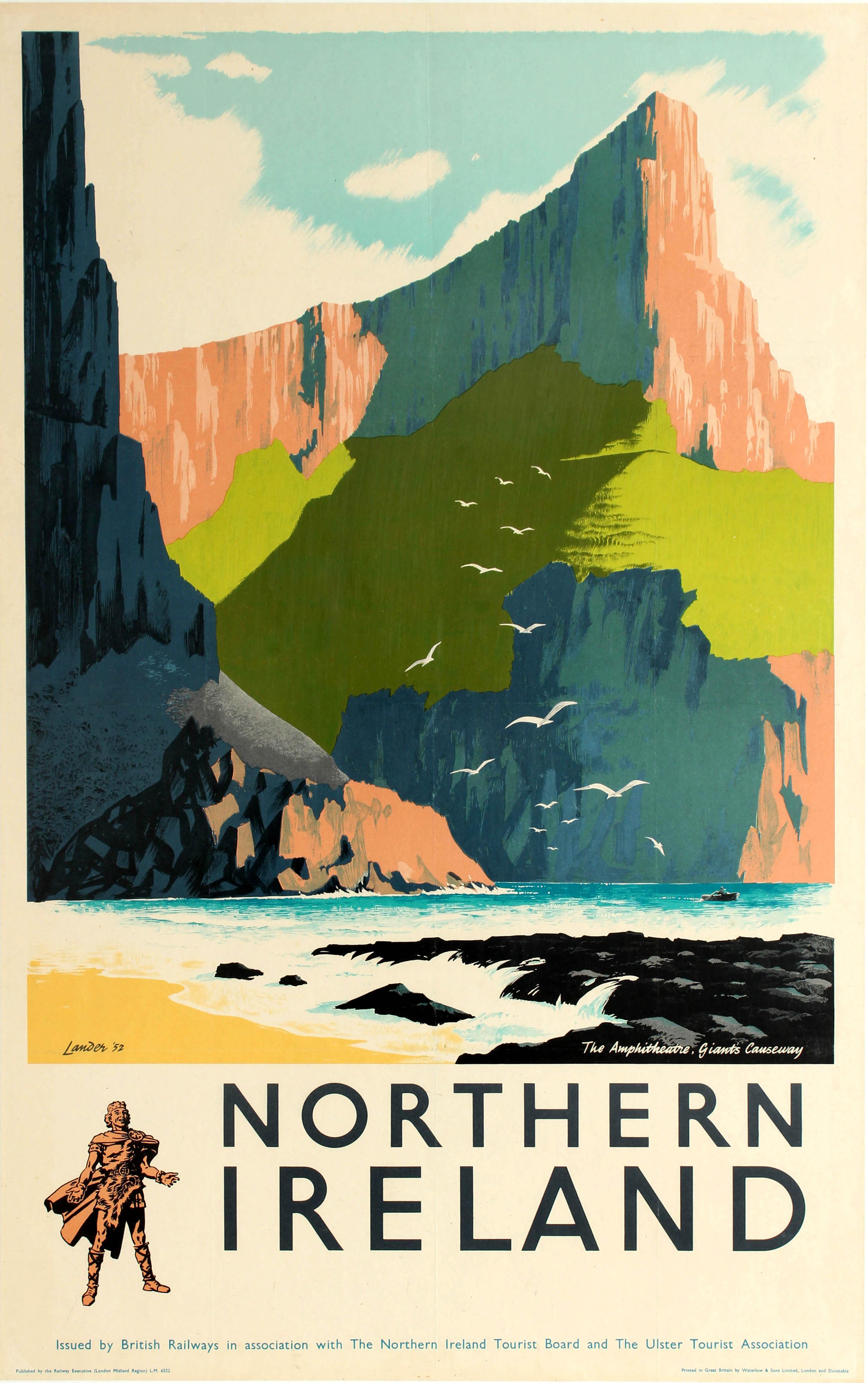 Reginald Lander Print - Original Vintage Travel Poster Northern Ireland Giant's Causeway Amphitheatre