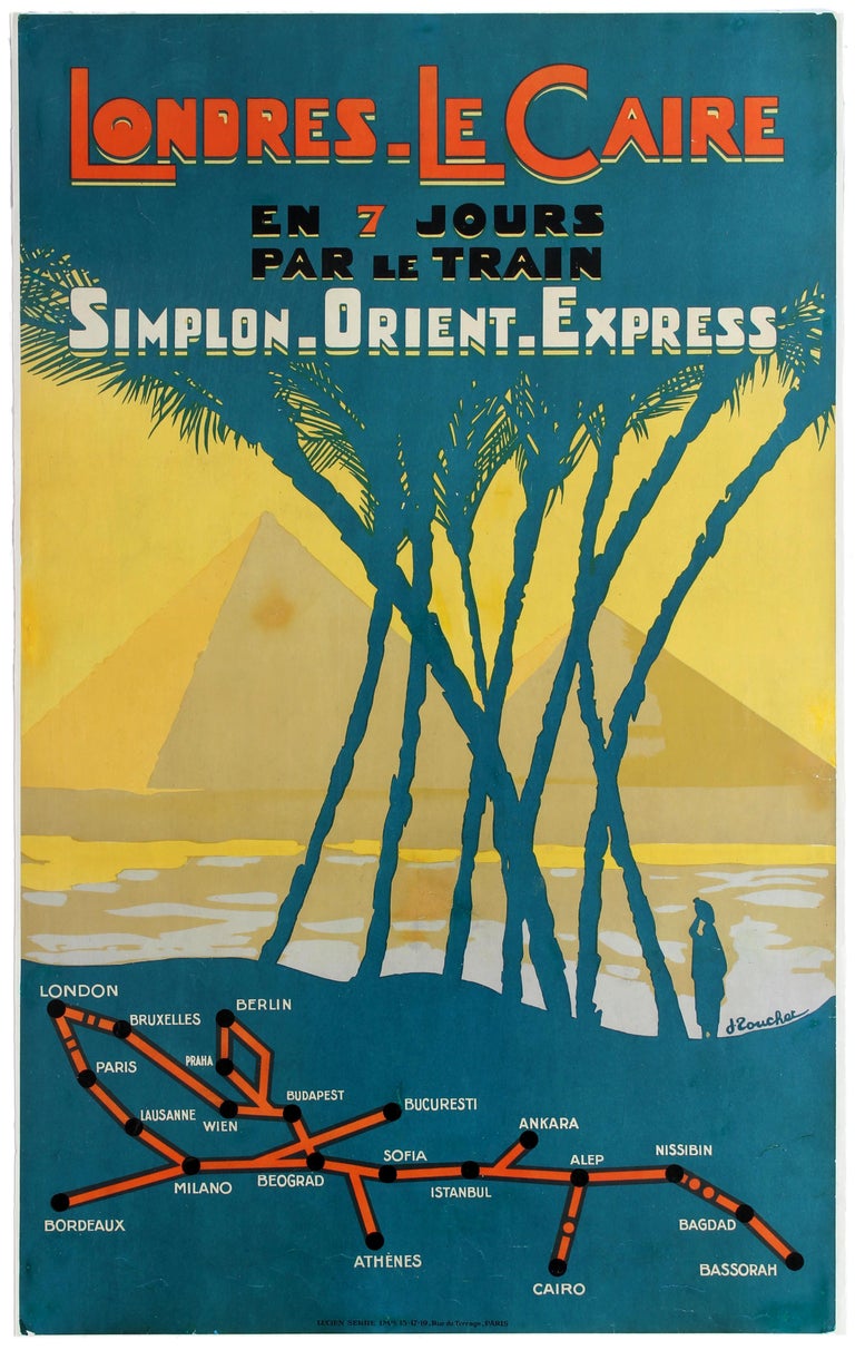 Jacques Touchet Print - Original Vintage Simplon Orient Express Railway Travel Poster London Cairo Egypt