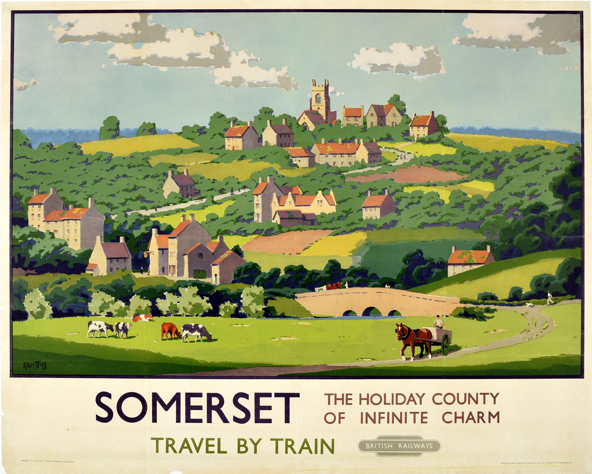 Alker Tripp Print - Original Vintage British Railways Poster Somerset Holiday County Infinite Charm