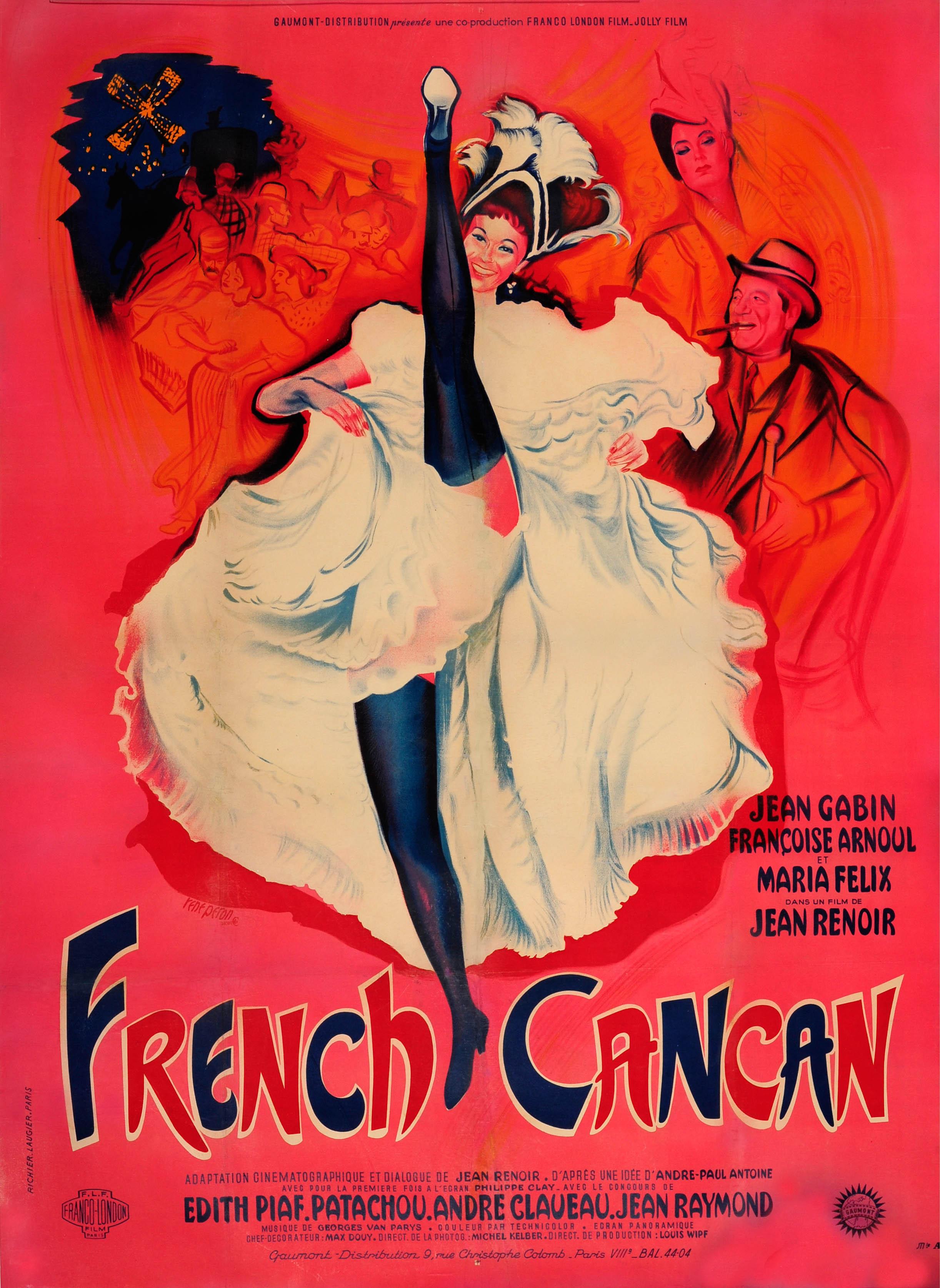 Rene Peron Print - Original Vintage Musical Movie Poster French Cancan Ft Moulin Rouge Dancer Paris