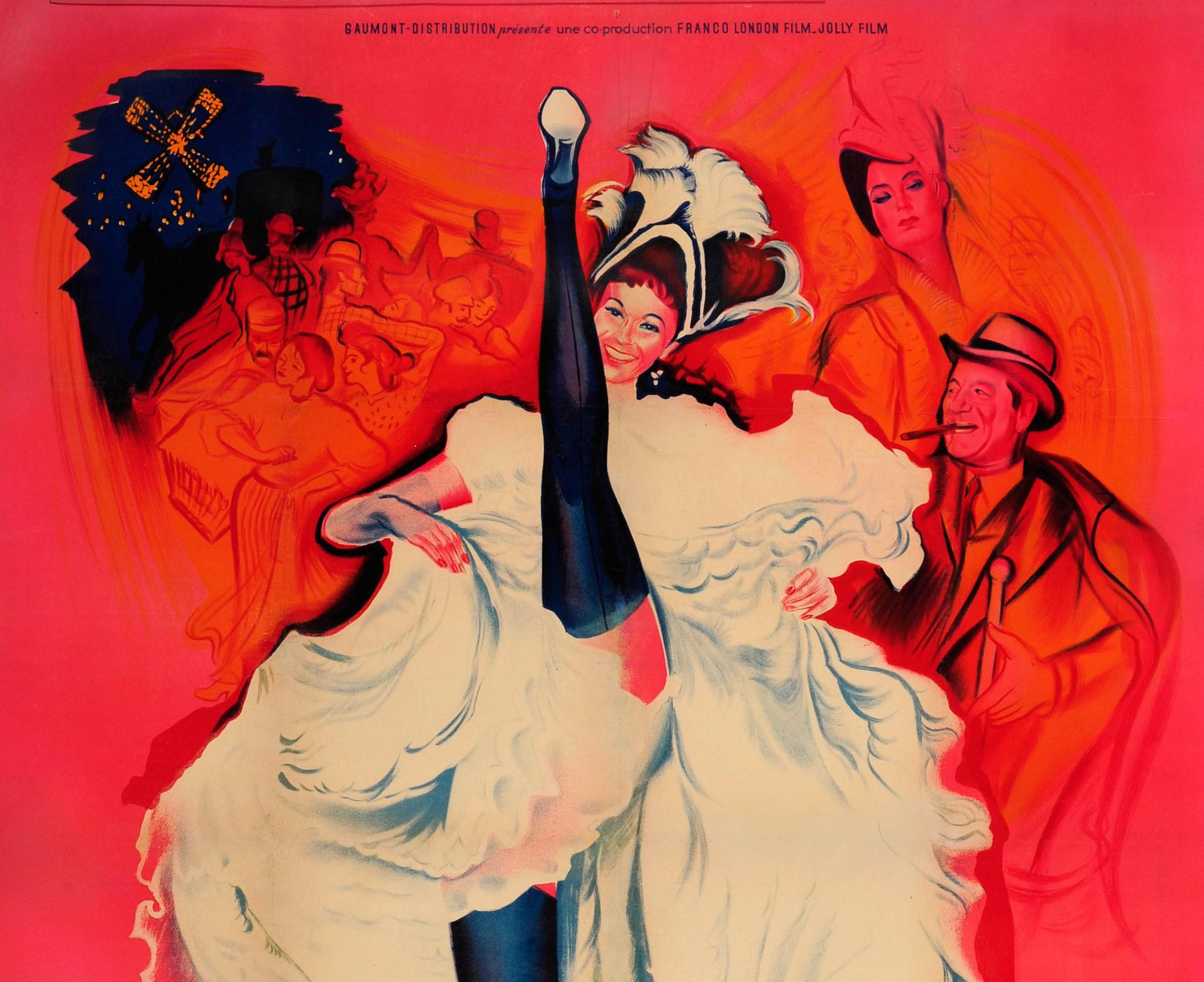 Original Vintage Musical Movie Poster French Cancan Ft Moulin Rouge Dancer Paris - Print by Rene Peron
