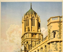 Original Vintage GWR LMS Railway Poster Oxford University Christ Church Tom Quad