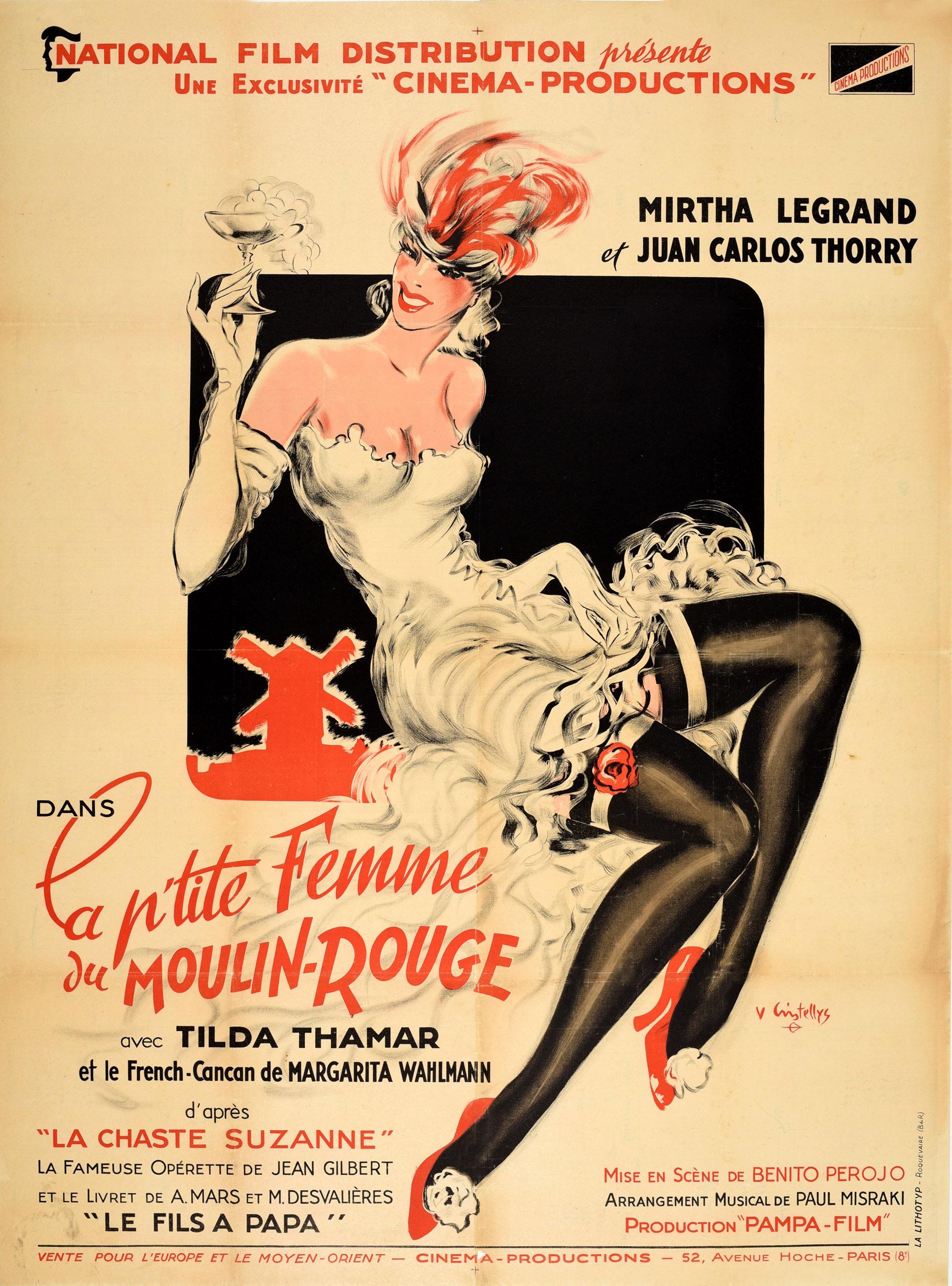 Vicente Cristellys Print - Original Vintage Music Movie Poster La P'tite Femme Du Moulin Rouge Chaste Susan