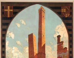 Original Vintage Travel Poster Bologna Italy Two Towers Asinelli Garisenda ENIT