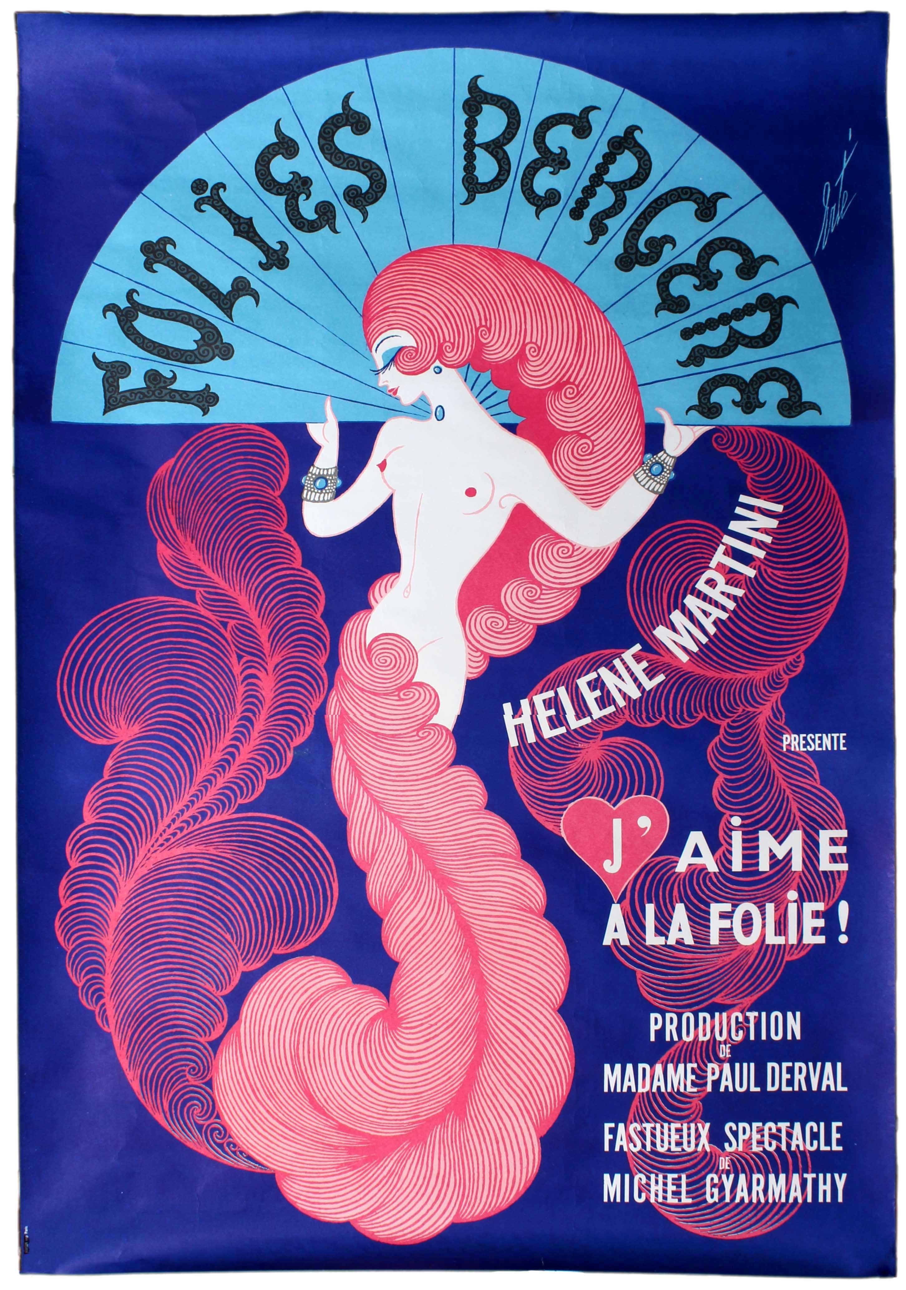 Erté Print - Original Vintage Folies Bergere Poster By Erte Helene Martini Cabaret Show Paris