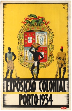 Original Vintage Poster Exposicao Colonial Exhibition Porto World Fair Portugal