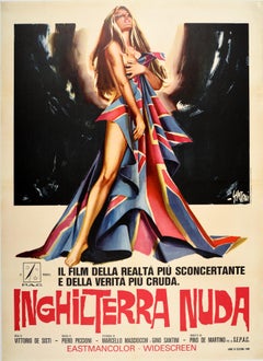 Original Vintage Movie Poster Inghilterra Nuda Naked England Italian Documentary