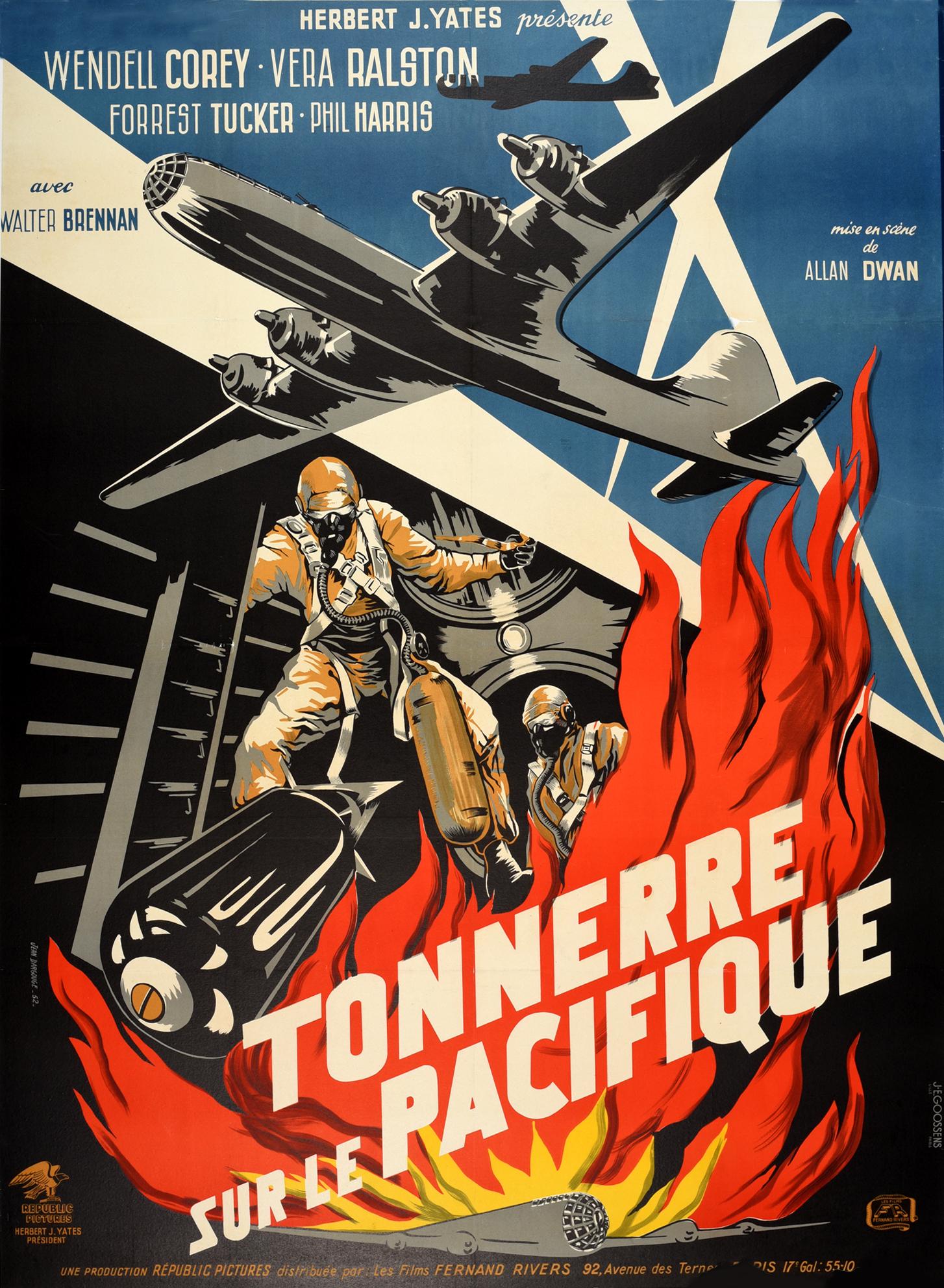 Jean Dargouge Print - Original Vintage French Release Film Poster The Wild Blue Yonder WWII Bomber B29