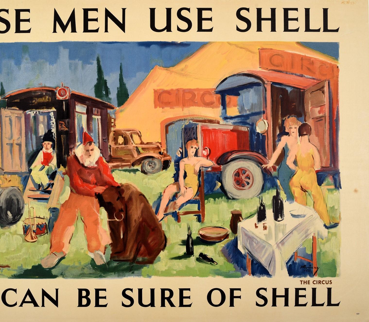Original Vintage Poster The Circus These Men Use Shell You Can Be Sure Of Shell - Beige Print by Kavari Schwitzer