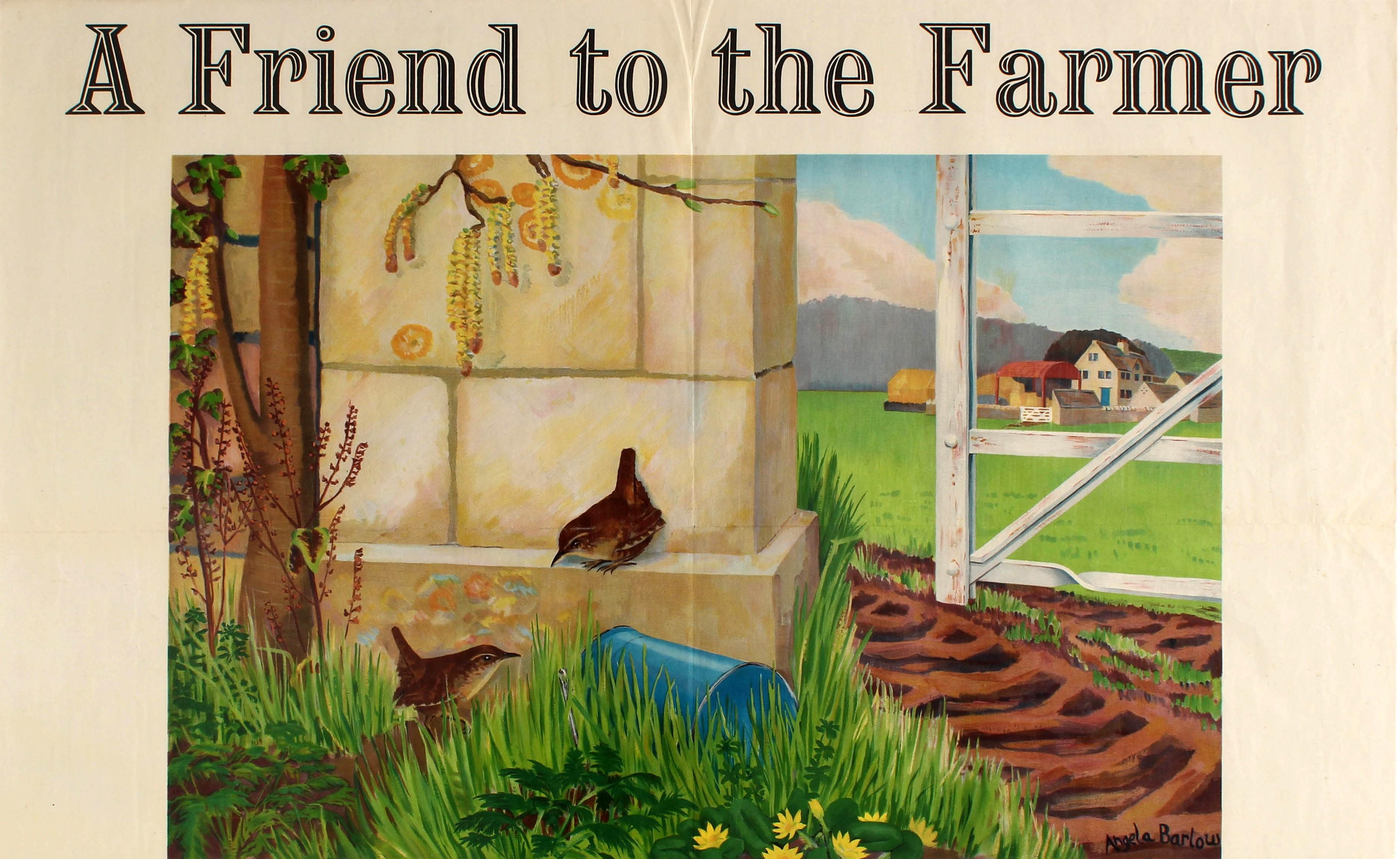Original Vintage Poster A Friend To The Farmer Shell Tractor Oil Wrens Farm View - Print by Angela Barlow