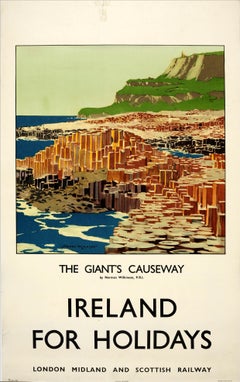 Original Vintage LMS Railway Poster The Giant's Causeway Ireland For Holidays