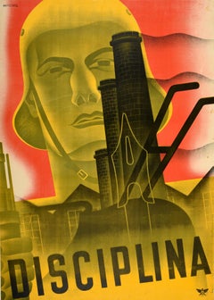 Original Vintage Spanish Civil War Propaganda Poster Disciplina Discipline Spain