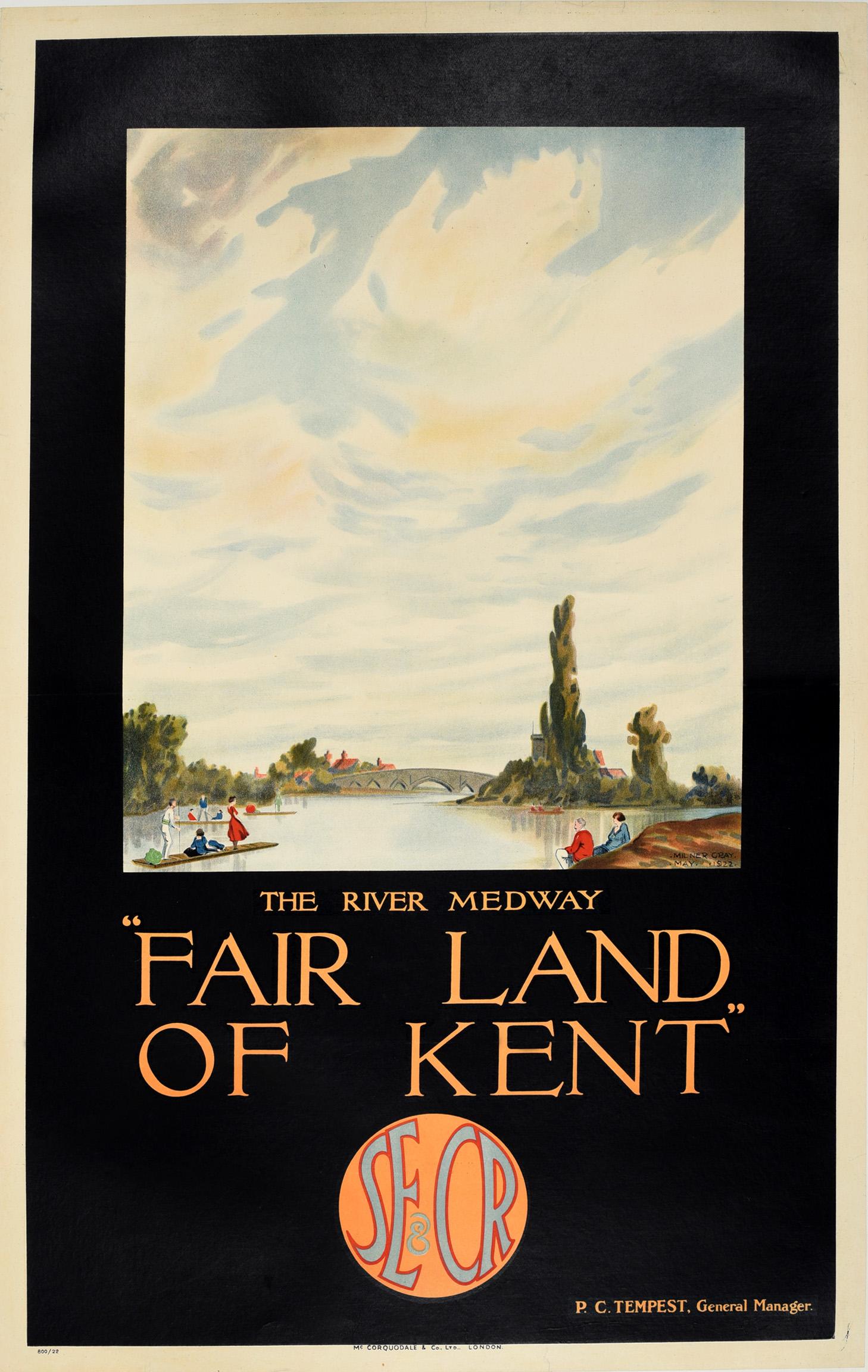 Milner Gray Print - Original Vintage SE & Chatham Railway Poster Fair Land Of Kent The River Medway