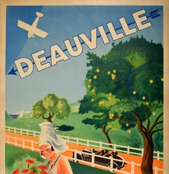 Original Vintage Poster Deauville Normandy France Riviera Resort Art Deco Design