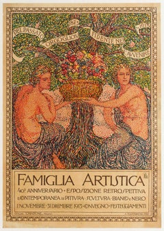 Antique Art Exhibition Poster Famiglia Artistica Artistic Family Milan 1873 1913