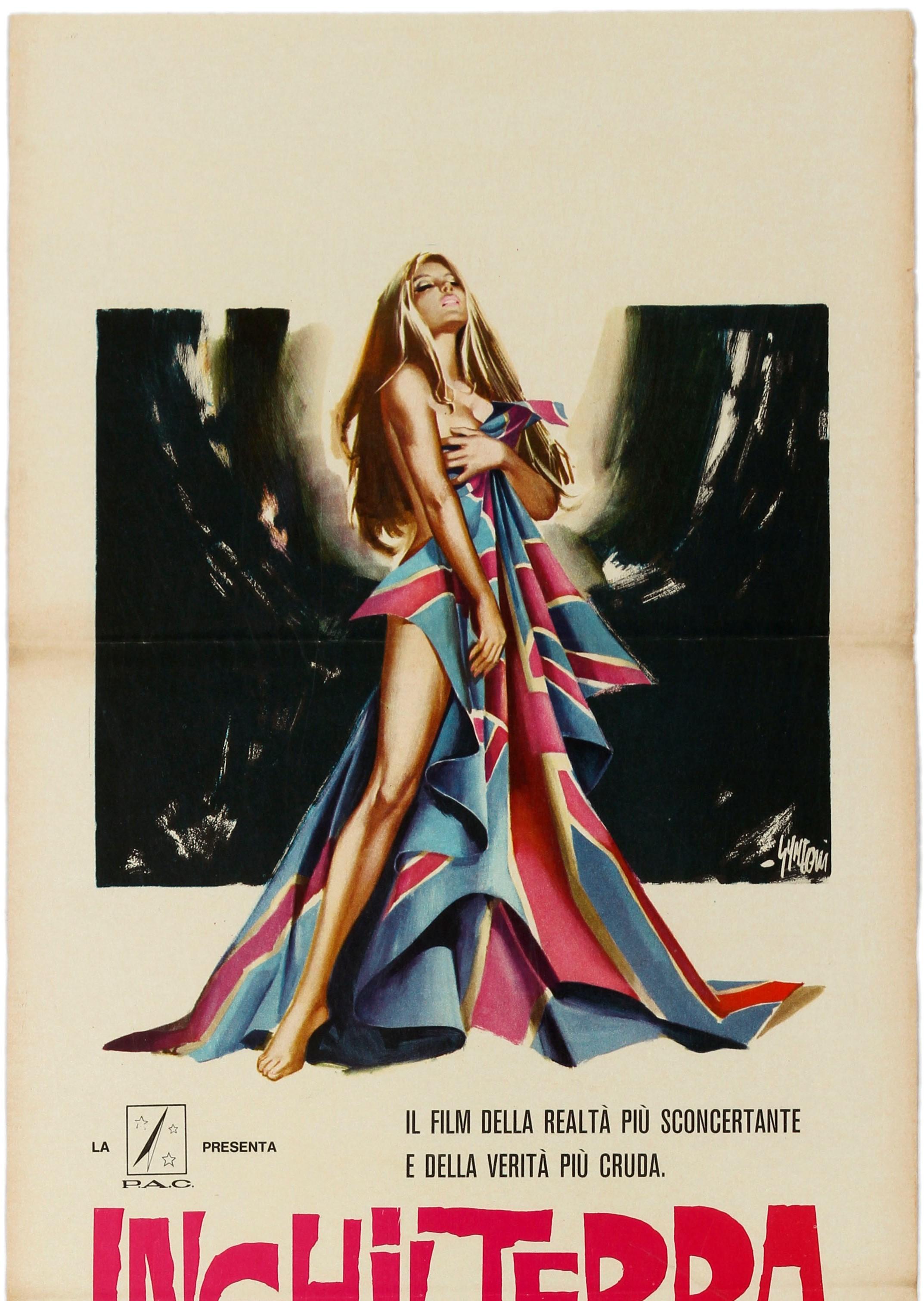 Affiche vintage d'origine du film documentaire italien « Inghilterra nuda » (L'Angleterre nue) - Print de Sandro Symeoni
