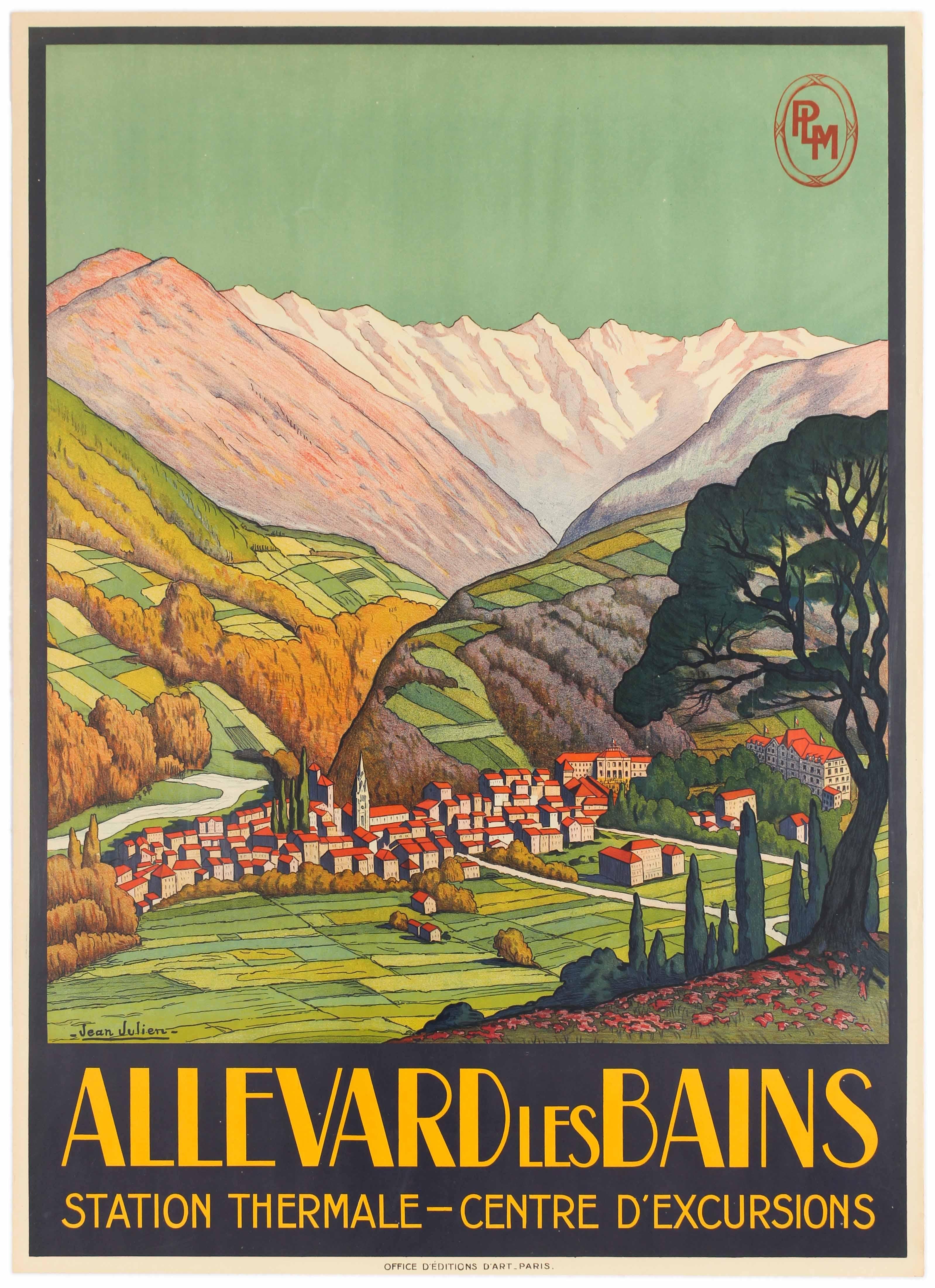 Jean Julien Print - Original Vintage Poster Allevard Les Bains Thermal Spa PLM Railway Travel France