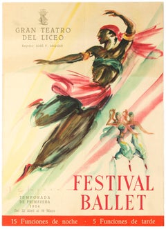 Original Vintage Poster 1954 Festival Ballet Spring Season Gran Teatro Del Liceo