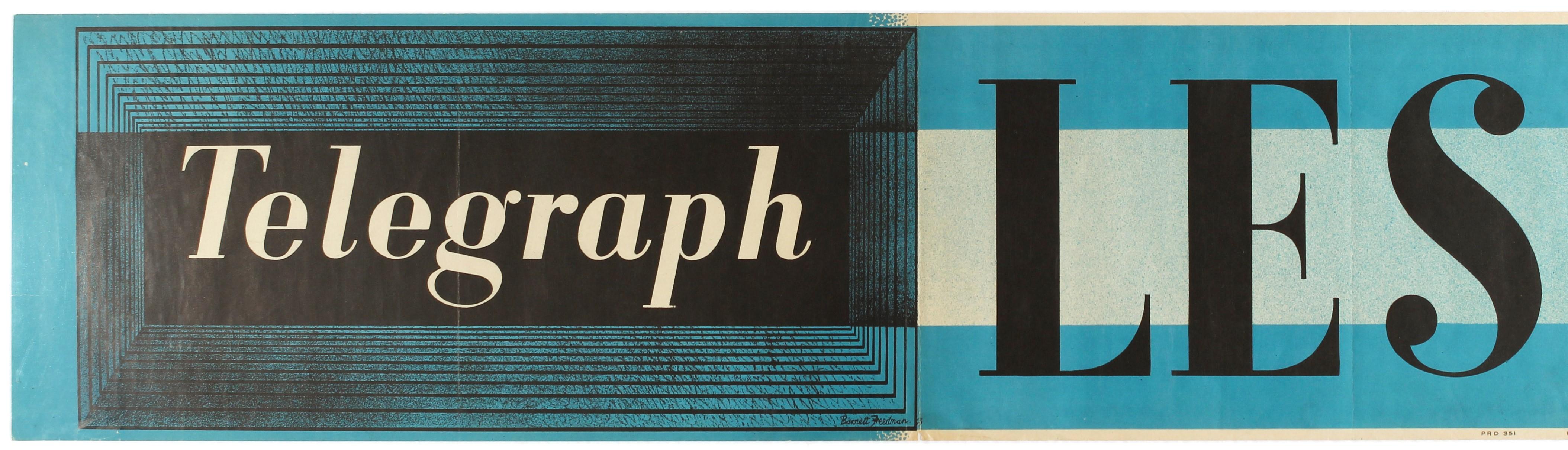 Original Vintage Poster Telegraph Less GPO Post Office WWII Modernist Typography - Print by Barnett Freedman