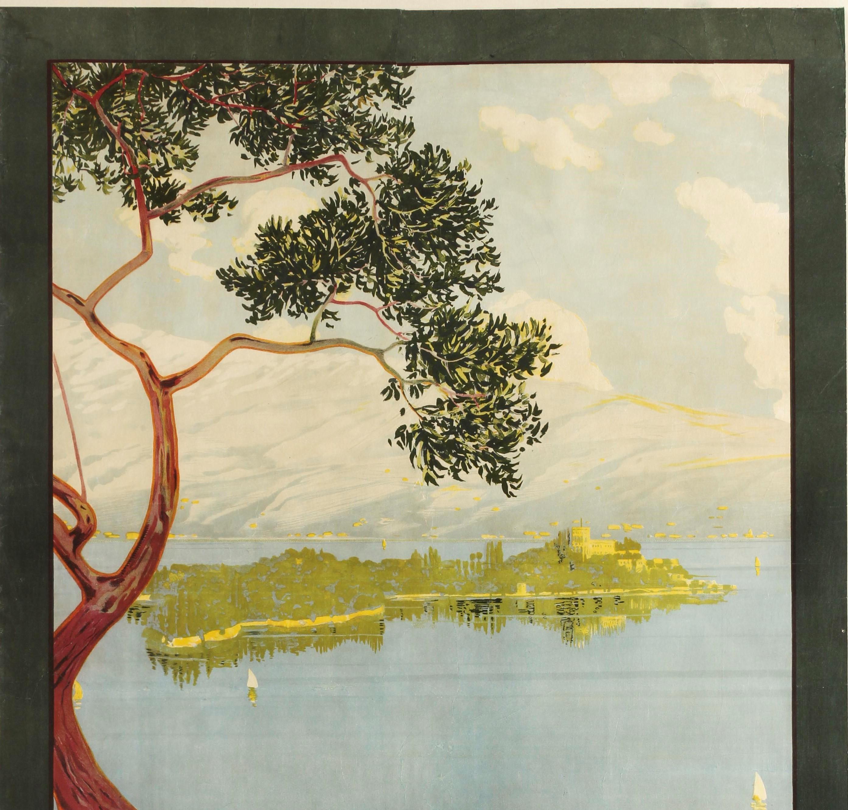 Original Vintage Poster For Le Lac De Garda ENIT Travel Sailing Italy Lake Garda - Print by Severino Tremator