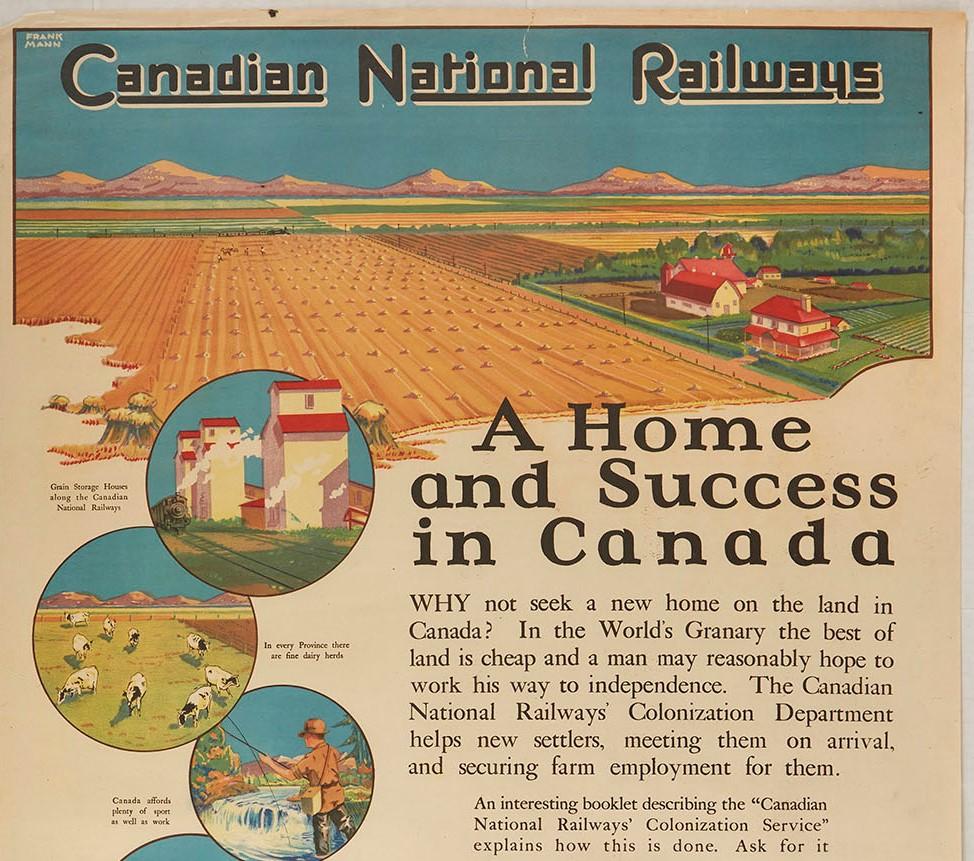 Original Vintage Poster Canadian National Railways A Home And Success In Canada - Print by Frank Mann