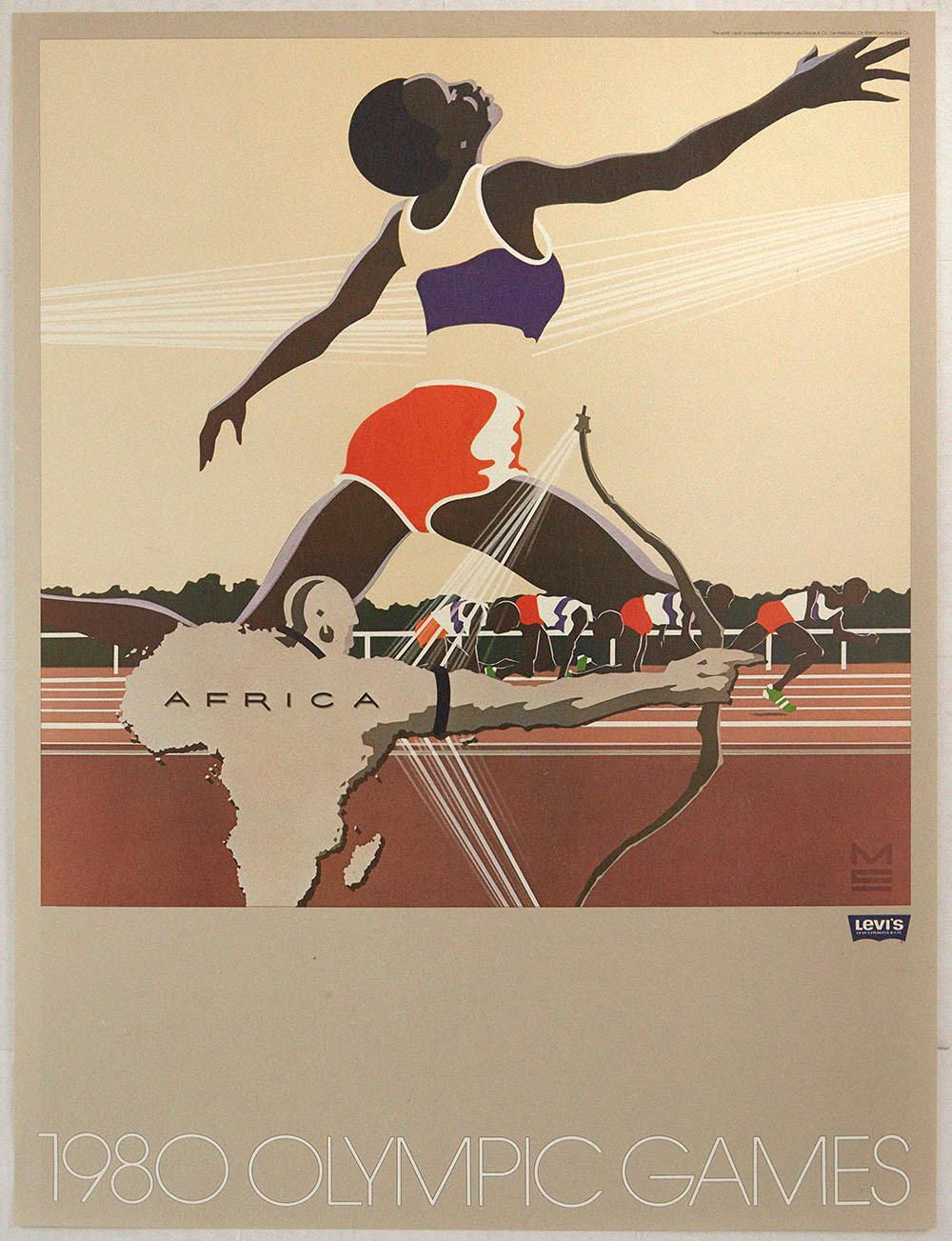 Set Of 6 Original Vintage Posters 1980 Moscow Olympic Games Levi's Sport Design 3