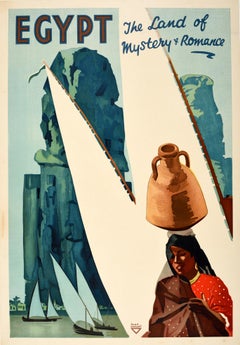 Original Vintage Poster Egypt The Land Of Mystery And Romance Travel River Nile