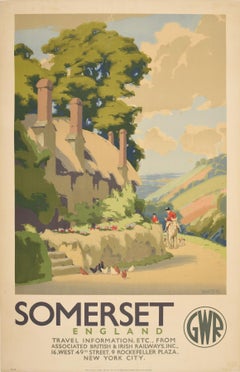 Original Vintage Poster Somerset GWR Great Western Railway Travel West Country