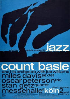Original Vintage Poster Jazz Music Concert Count Basie Miles Davis Stan Getz ...