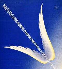 Original Vintage Poster Air France Fleche D'Orient Winged Arrow Design Travel