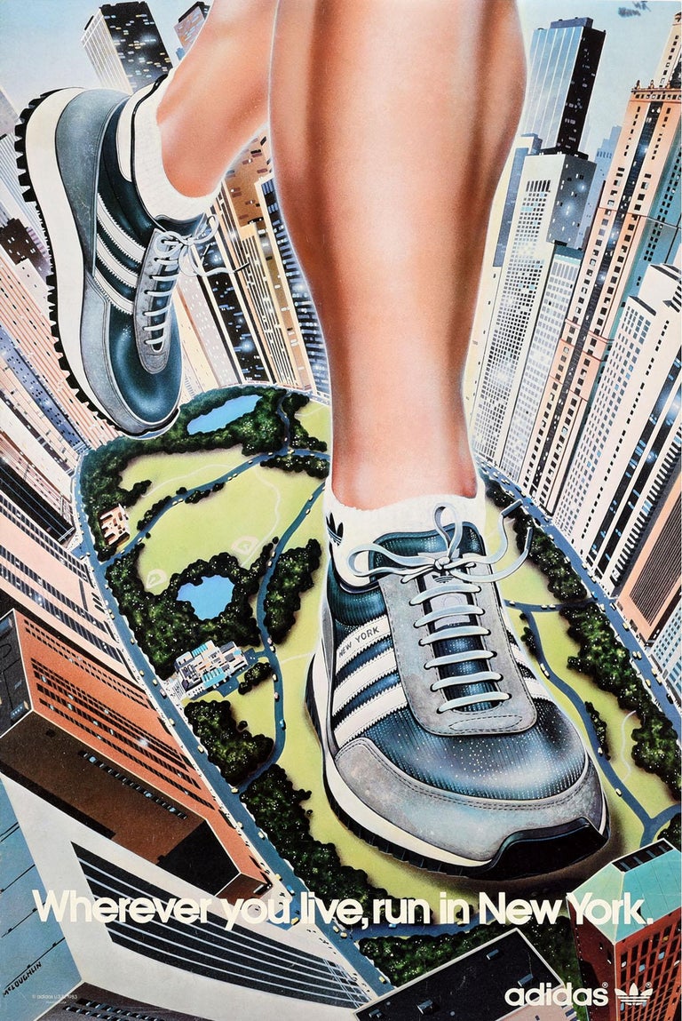 McLoughlin - Original Vintage Poster Wherever You Live Run In New York  Adidas Originals Shoes For Sale at 1stDibs
