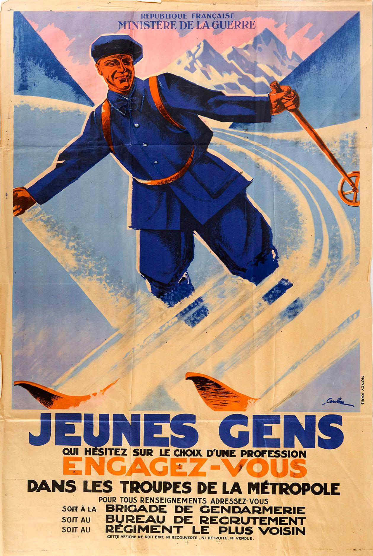 Eric de Coulon Print - Original Vintage Poster Military Recruitment Troupes De La Metropole French Army
