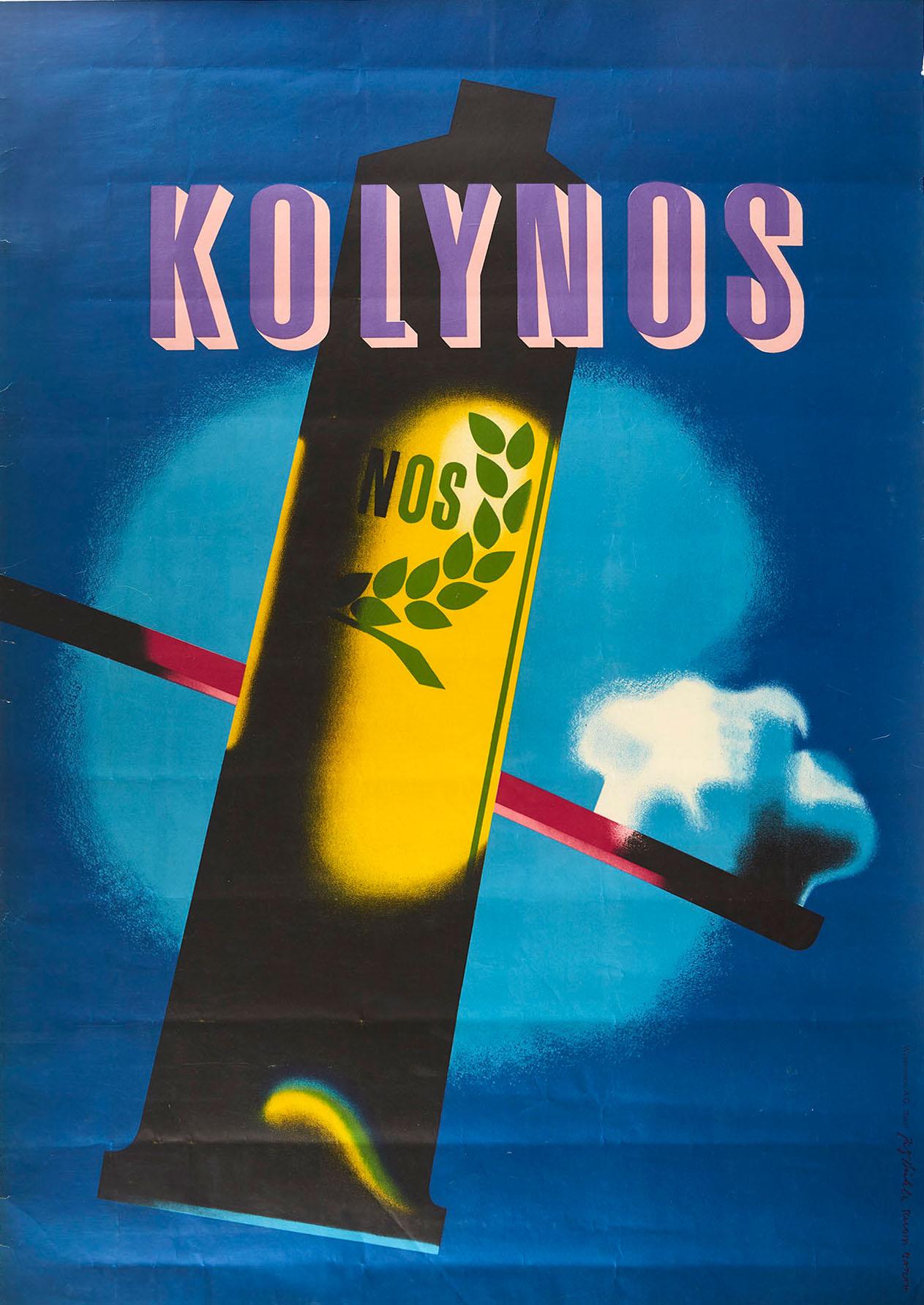 Fritz Buhler / Barth Ruodi Print - Original Vintage Poster Kolynos Toothpaste Dental Health Care Modernist Design
